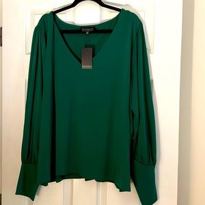 ELOQUII Emerald Green Balloon Sleeve Blouse